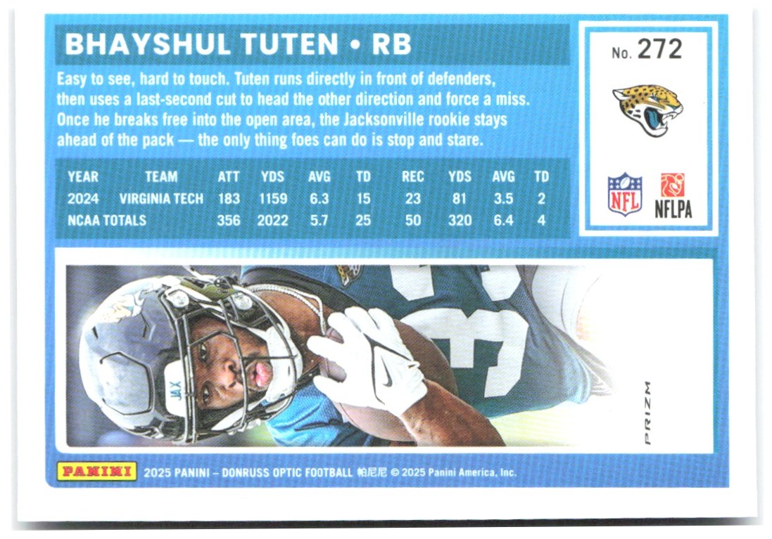 Bhayshul Tuten Donruss Optic - Purple Shock 272 2025 Jacksonville Jaguars