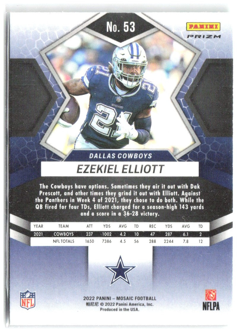 Ezekiel Elliott Panini Mosaic - Mosaic Green 53 2022 Dallas Cowboys