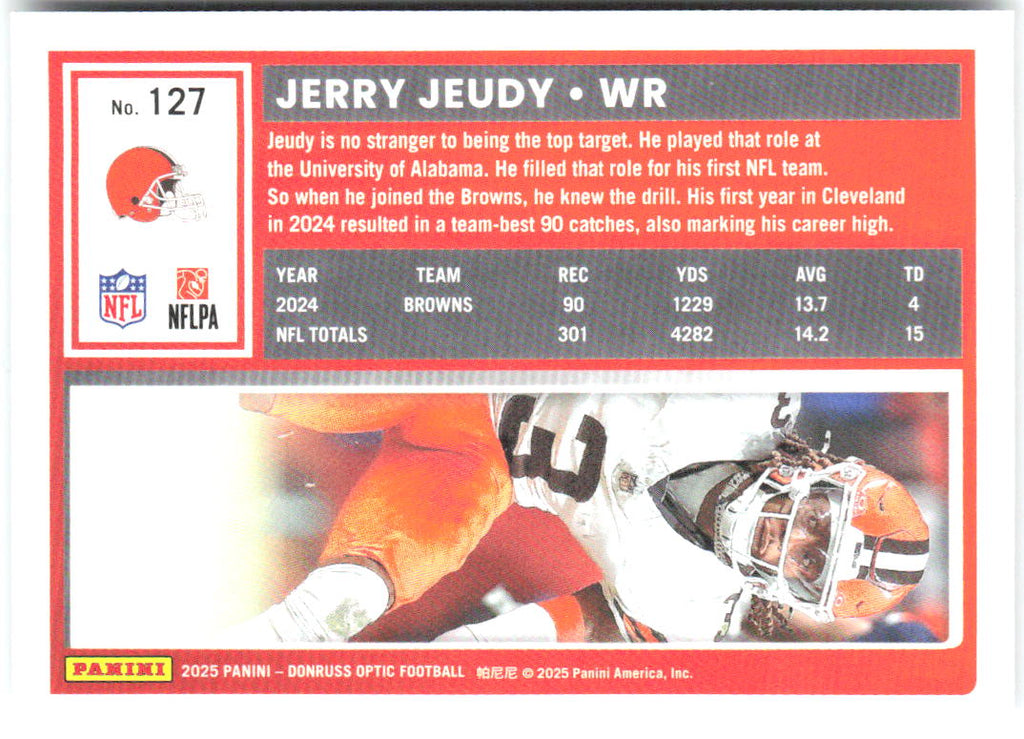 Jerry Jeudy Donruss Optic 127 2025 Cleveland Browns