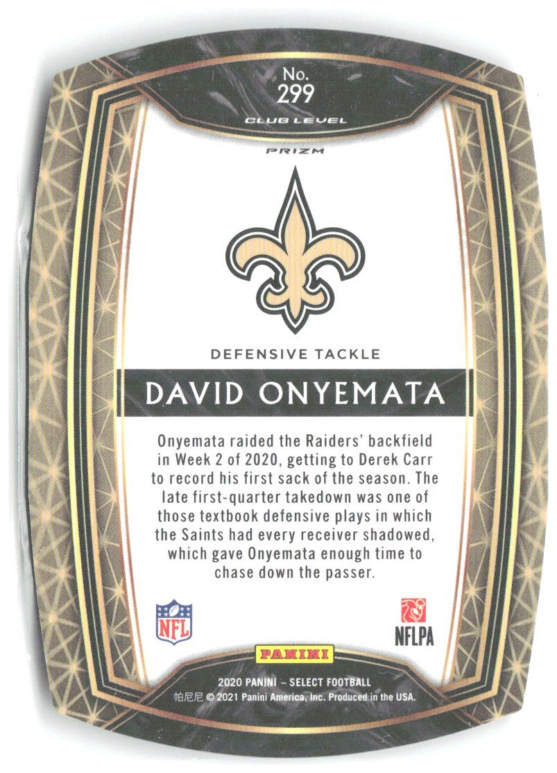 David Onyemata Panini Select - Red Prizm Die Cut 299 2020 New Orleans Saints