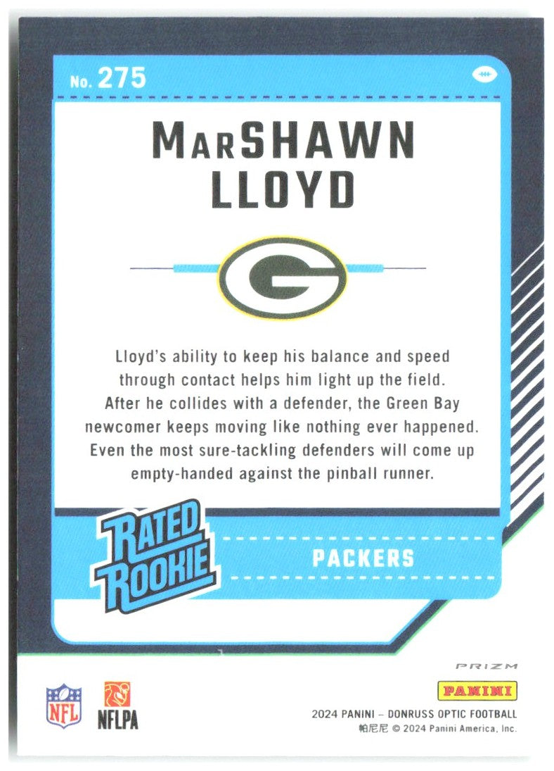 MarShawn Lloyd Donruss Optic - Green Hyper 275 2024 Green Bay Packers