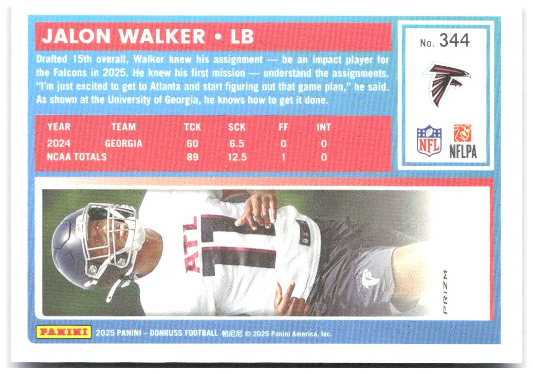 Jalon Walker Donruss - Optic Rated Rookies Blue Scope 344 2025 Atlanta Falcons