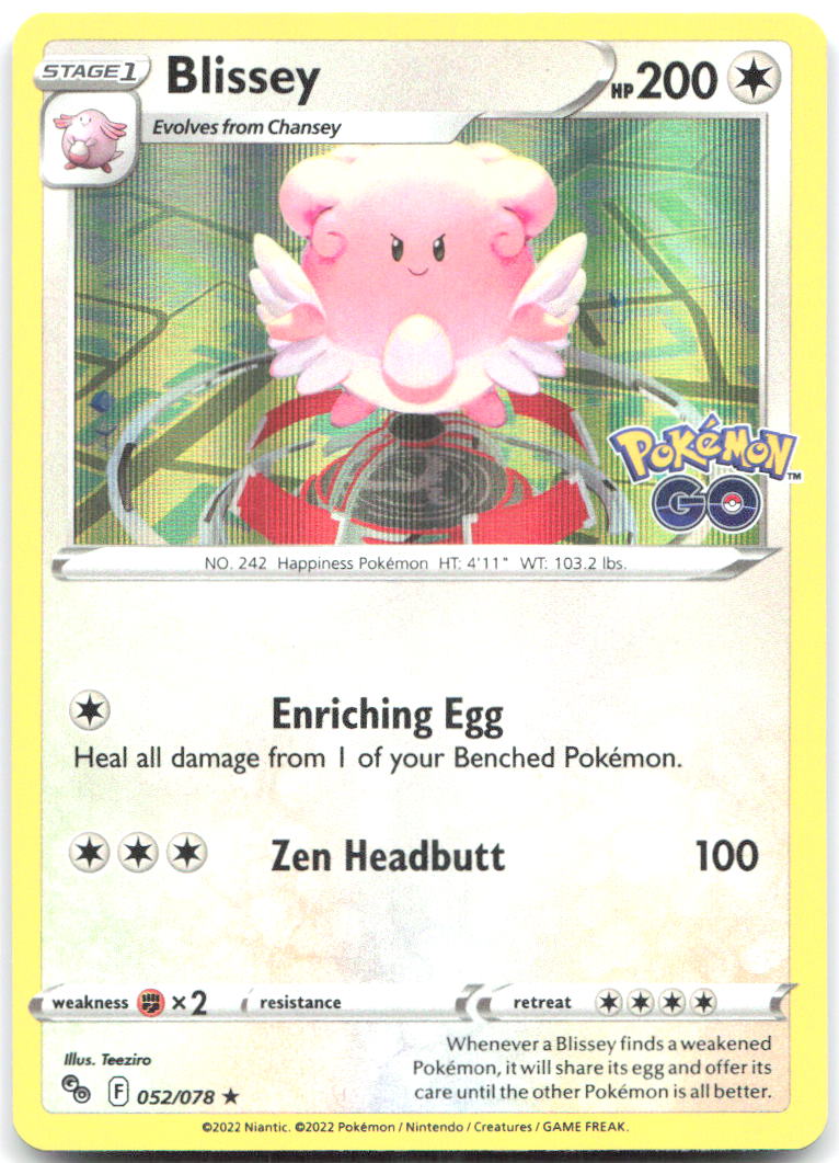 Blissey Holo Rare Pokemon GO 052/078 NM Teeziro