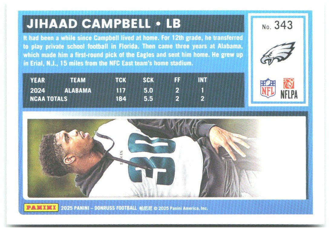 Jihaad Campbell Donruss - Press Proofs Green 343 2025 Philadelphia Eagles