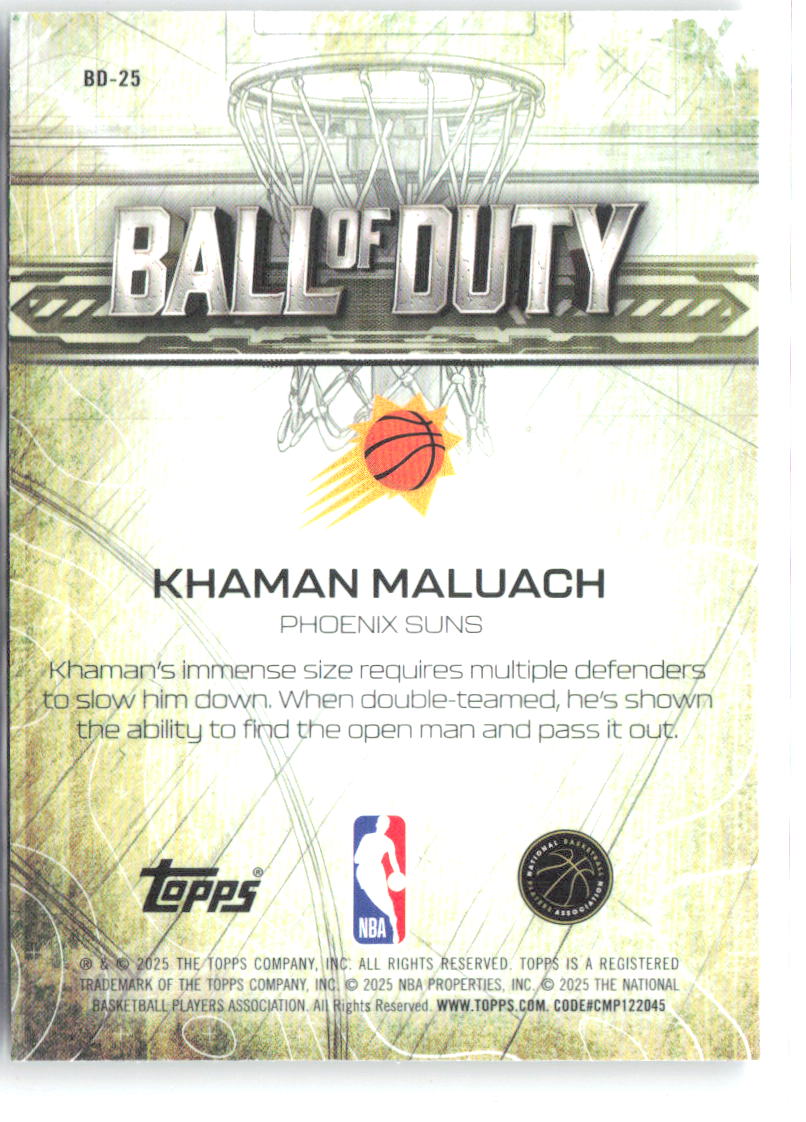 Khaman Maluach Topps Chrome - Ball of Duty BD-25 2025-26 Phoenix Suns