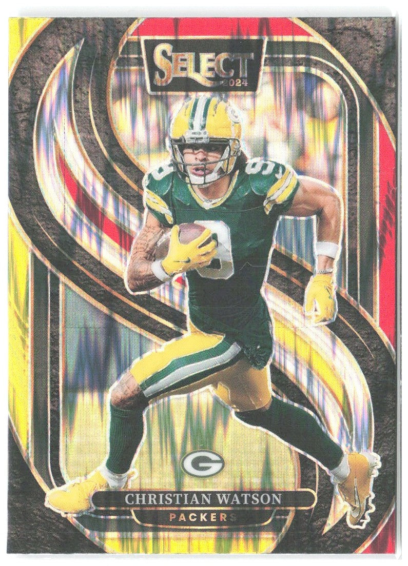 Christian Watson  Select - Red & Yellow Prizm Shock 138 2024 Green Bay Packers