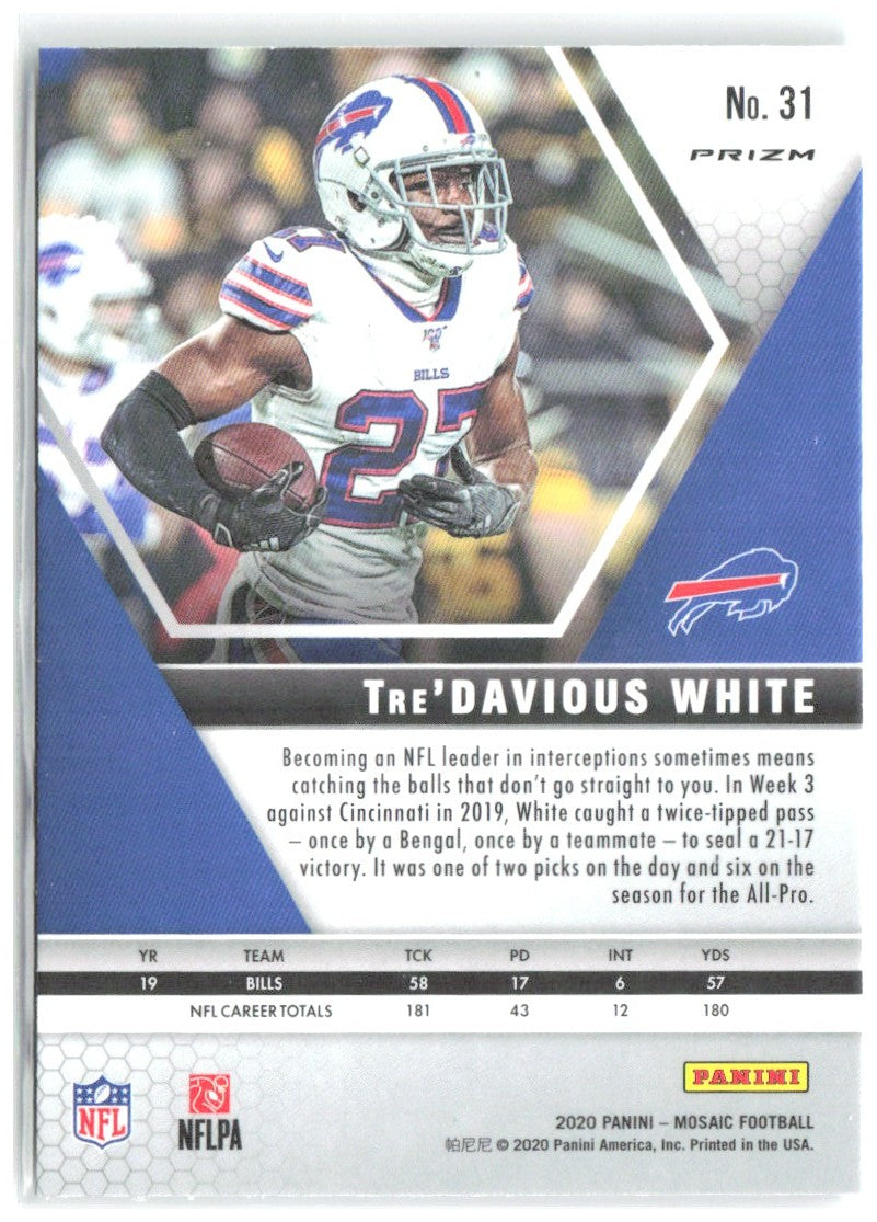 Tre'Davious White Panini Mosaic - Prizm Green 31 2020 Buffalo Bills