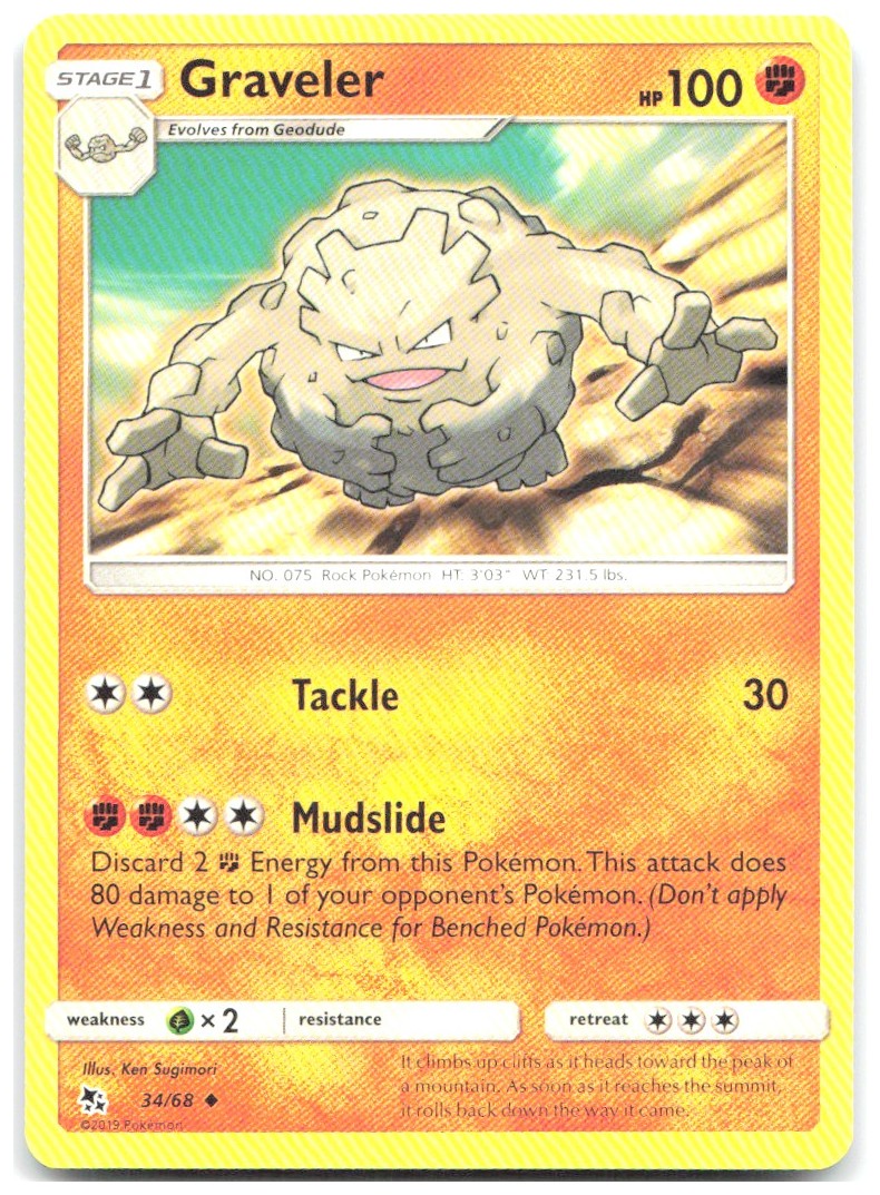 Graveler Uncommon Hidden Fates 34/68 NM Ken Sugimori