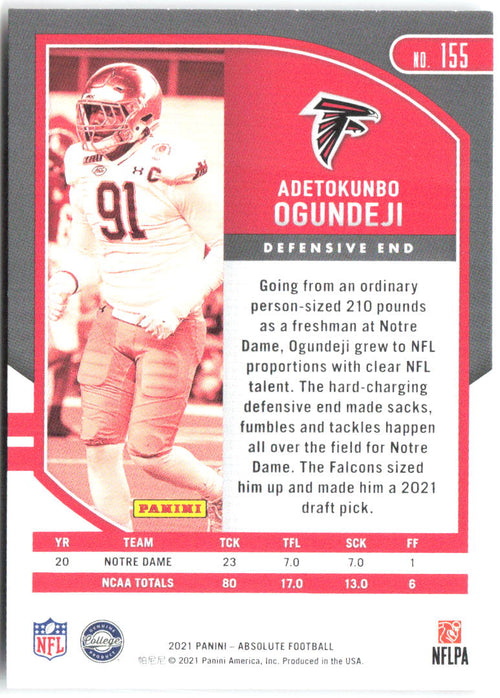 Adetokunbo Ogundeji Panini Absolute - Retail 155 2021 Atlanta Falcons RC