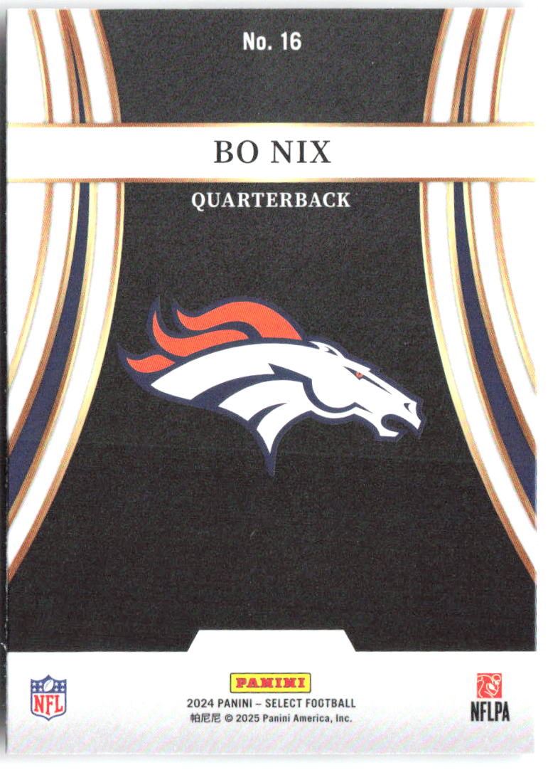 Bo Nix Panini Select - Turbocharged 16 2024 Denver Broncos