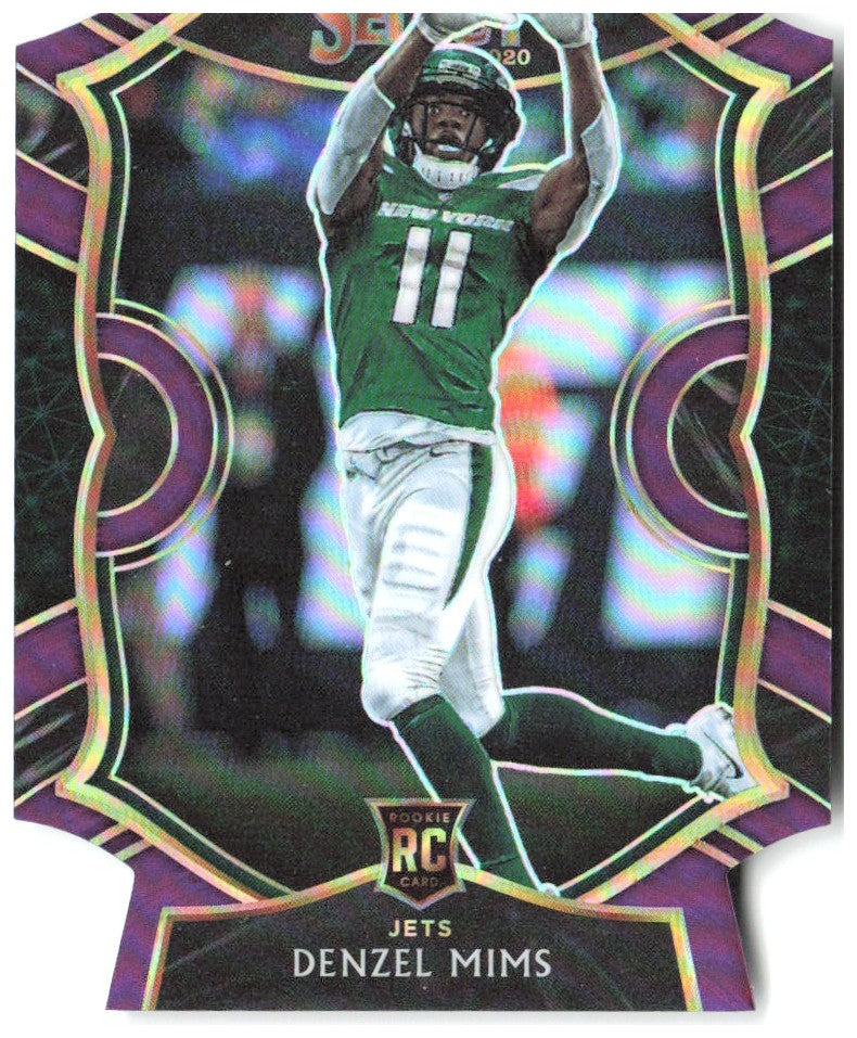 Denzel Mims Panini Select - Purple Prizm Die Cut 63 2020 New York Jets