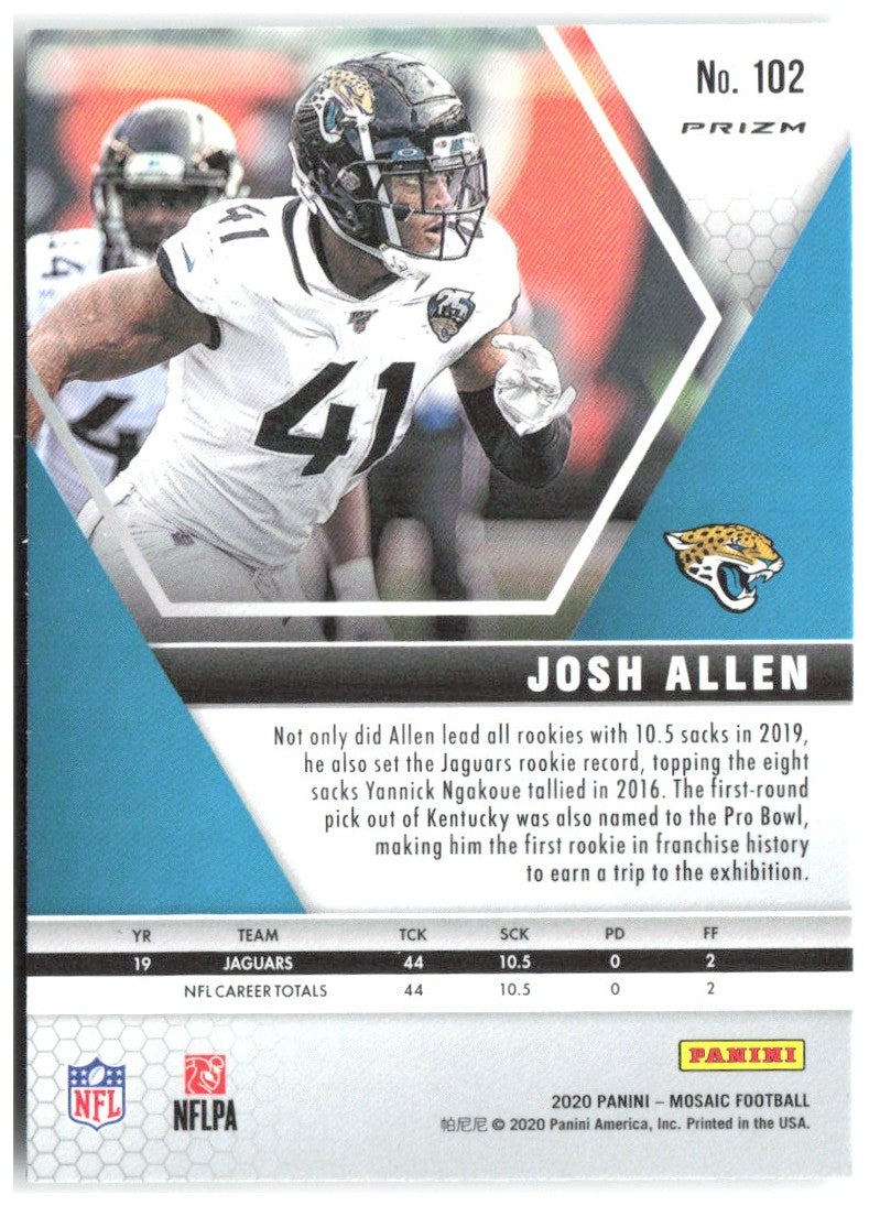 Josh Allen Panini Mosaic - Prizm Green 102 2020 Jacksonville Jaguars
