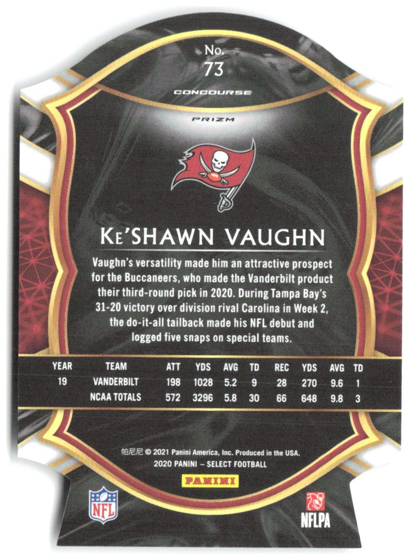 Ke'Shawn Vaughn Panini Select Purple Prizm Die Cut 73 2020 Tampa Bay Buccaneers