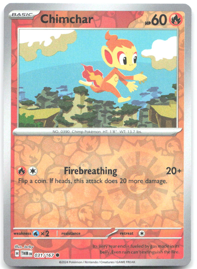 Chimchar Reverse Holo Common SV06: Twilight Masquerade 031/167 NM Jerky