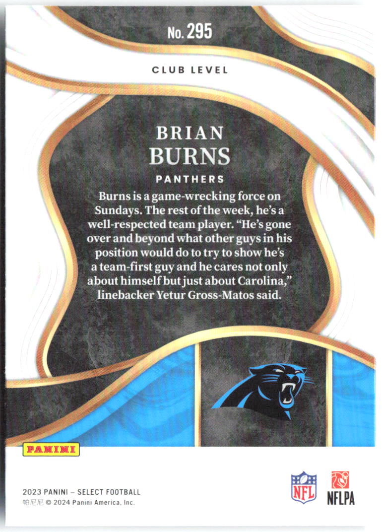 Brian Burns Panini Select 295 2023 Carolina Panthers