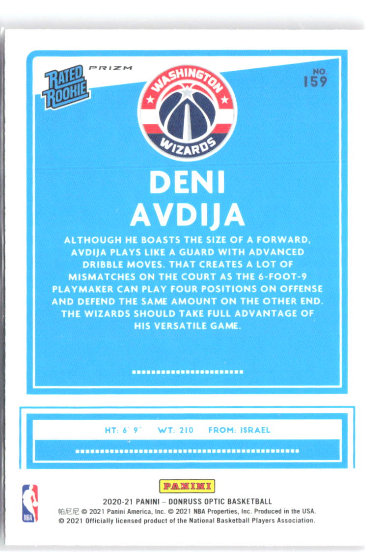Deni Avdija Donruss Optic - Hyper Pink 159 2020-21 Washington Wizards