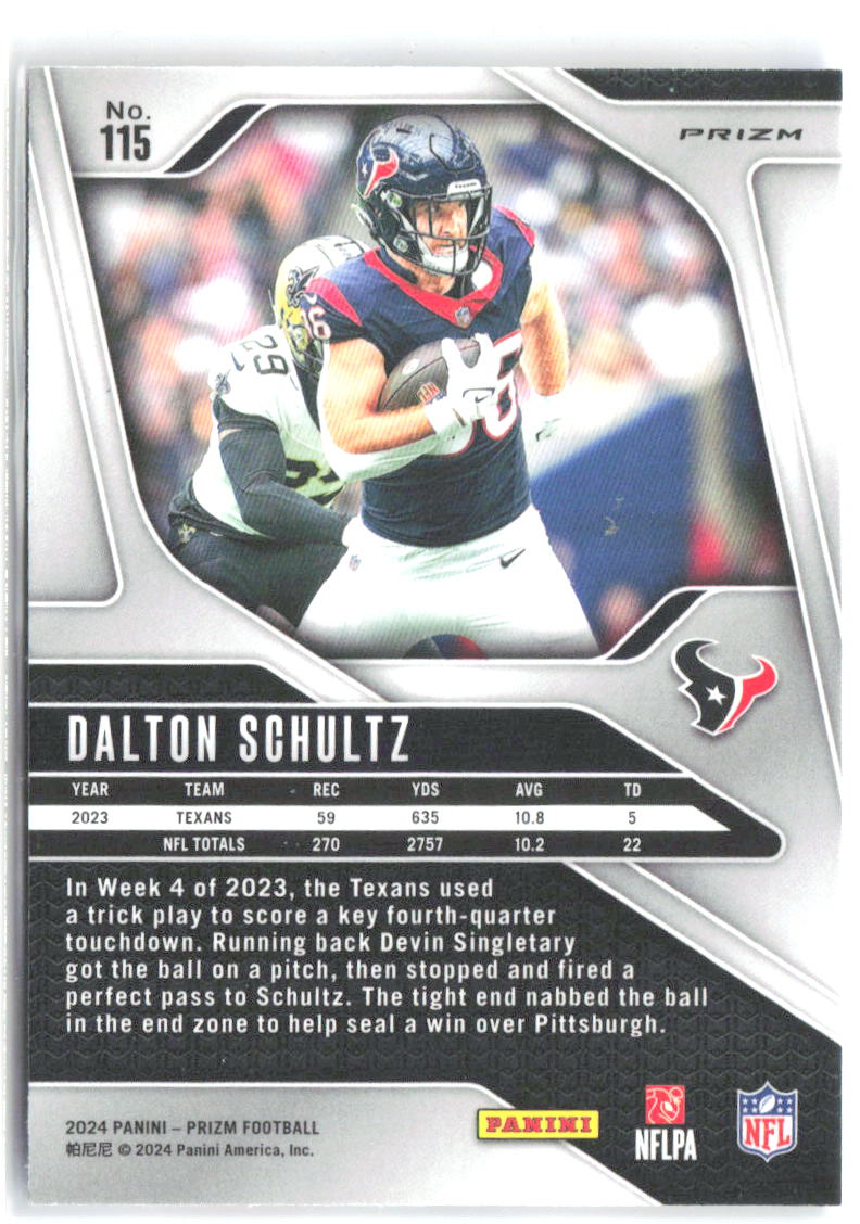 Dalton Schultz Panini Prizm - Red White and Blue 115 2024 Houston Texans
