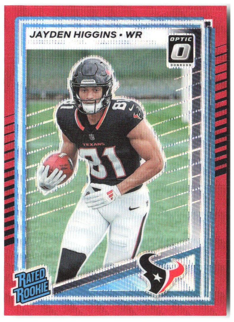 Jayden Higgins Donruss - Optic Rated Rookies Red Wave 334 2025 Houston Texans