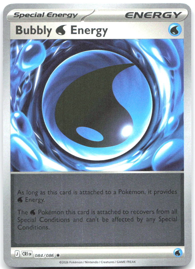 Bubbly W Energy Reverse Holo Rare ME04 Chaos Rising 084/086 NM