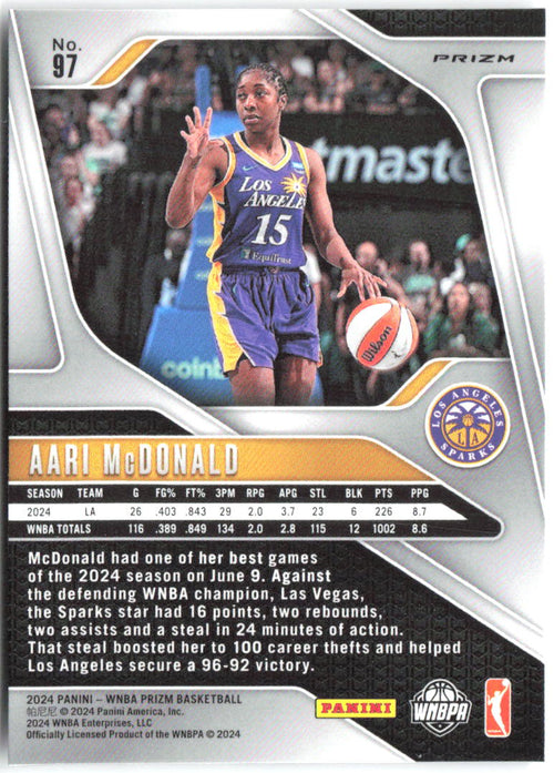 Aari McDonald Panini Prizm WNBA - Ice Prizms 97 2024 Los Angeles Sparks