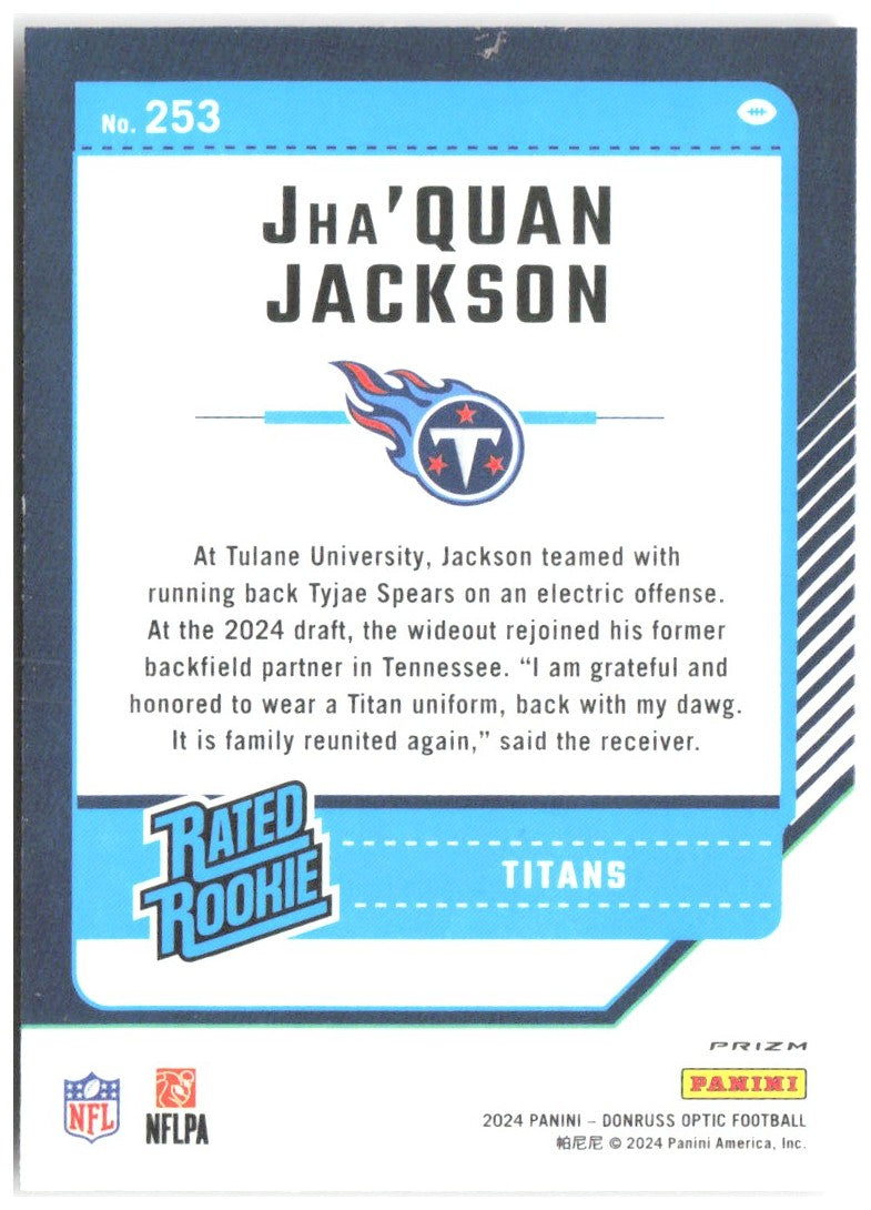 Jha'Quan Jackson Donruss Optic - Red Mojo 253 2024 Tennessee Titans