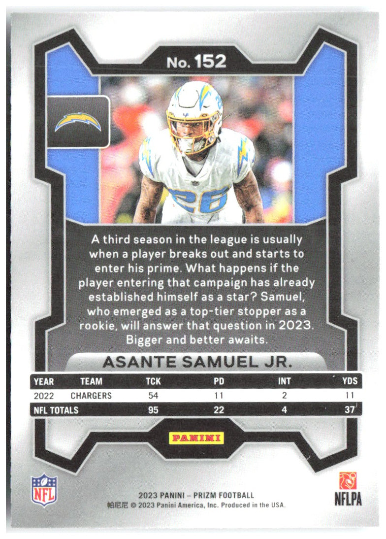 Asante Samuel Jr. Panini Prizm 152 2023 Los Angeles Chargers