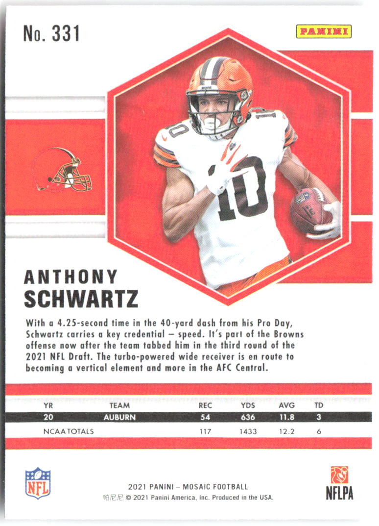 Anthony Schwartz Panini Mosaic 331 2021 Cleveland Browns RC