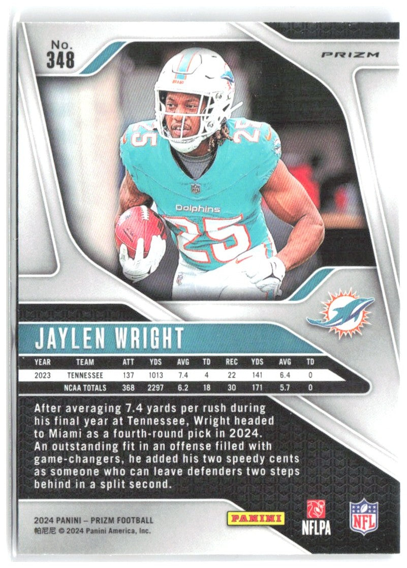 Jaylen Wright Panini Prizm - Red White and Blue 348 2024 Miami Dolphins