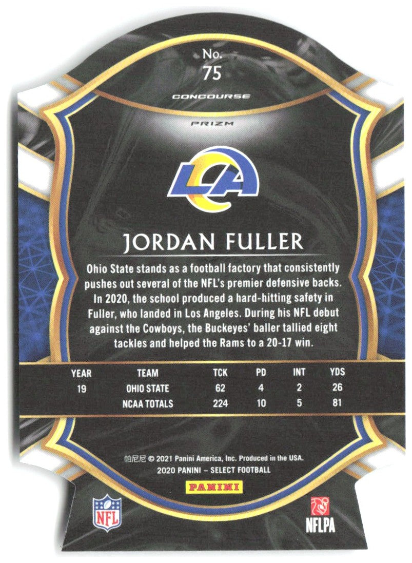 Jordan Fuller Panini Select - Purple Prizm Die Cut 75 2020 Los Angeles Rams