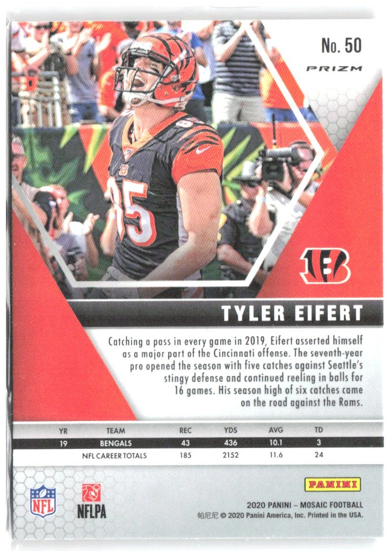 Tyler Eifert Panini Mosaic - Prizm Camo Pink 50 2020 Cincinnati Bengals