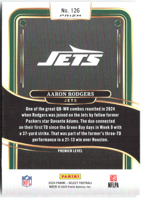 Aaron Rodgers Panini Select - Red & Yellow Prizm Shock 126 2024 New York Jets